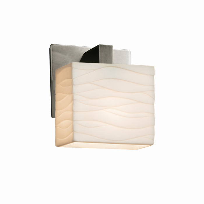 Justice Designs - PNA-8931-55-WAVE-NCKL - One Light Wall Sconce - Porcelina - Brushed Nickel
