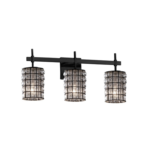 Wire Glass Three Light Bath Bar Matte Black