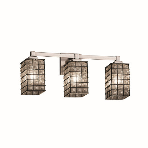 Justice Designs - WGL-8433-15-GRCB-NCKL - Three Light Bath Bar - Wire Glass - Brushed Nickel