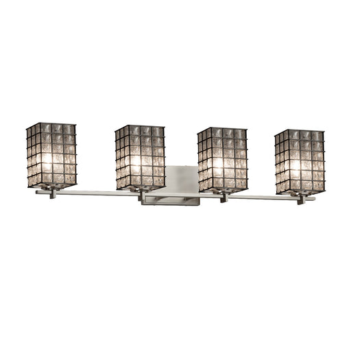 Wire Glass Four Light Bath Bar Brushed Nickel