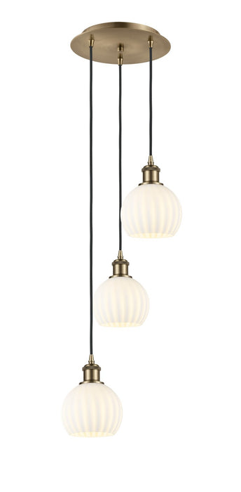 Innovations - 113B-3P-AB-G1217-6WV - LED Pendant - Ballston - Antique Brass