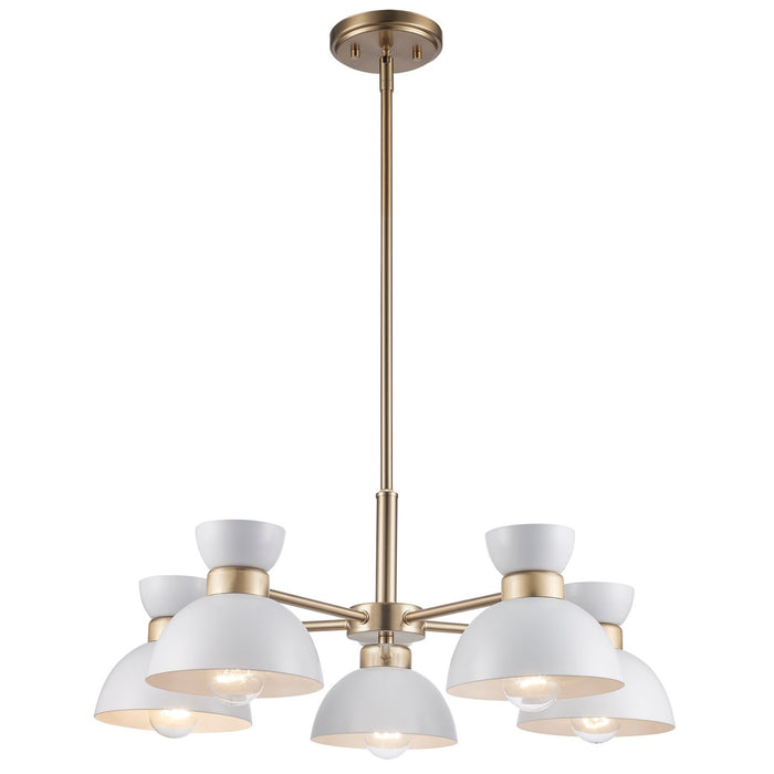 Trans Globe Imports - 71855 WH-AG - Five Light Chandelier - White / Antique Gold