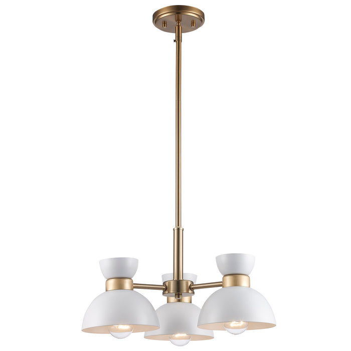 Trans Globe Imports - 71855-3 WH-AG - Three Light Chandelier - White / Antique Gold