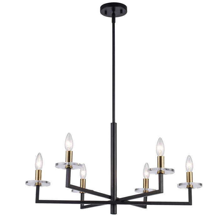 Trans Globe Imports - 71876 BK-AG - Six Light Chandelier - Black / Antique Gold