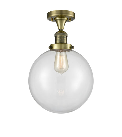 Innovations - 517-1CH-AB-G202-10 - One Light Semi-Flush Mount - Franklin Restoration - Antique Brass