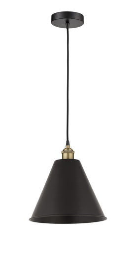 Edison One Light Mini Pendant Black Antique Brass