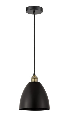 Edison One Light Mini Pendant Black Antique Brass