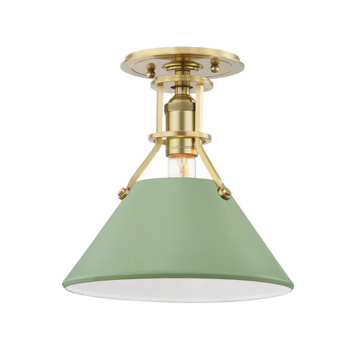 Hudson Valley - MDS353-AGB/LFG - One Light Semi Flush Mount - Painted No.2 - Aged Brass/Leaf Green Combo