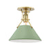 Hudson Valley - MDS353-AGB/LFG - One Light Semi Flush Mount - Painted No.2 - Aged Brass/Leaf Green Combo