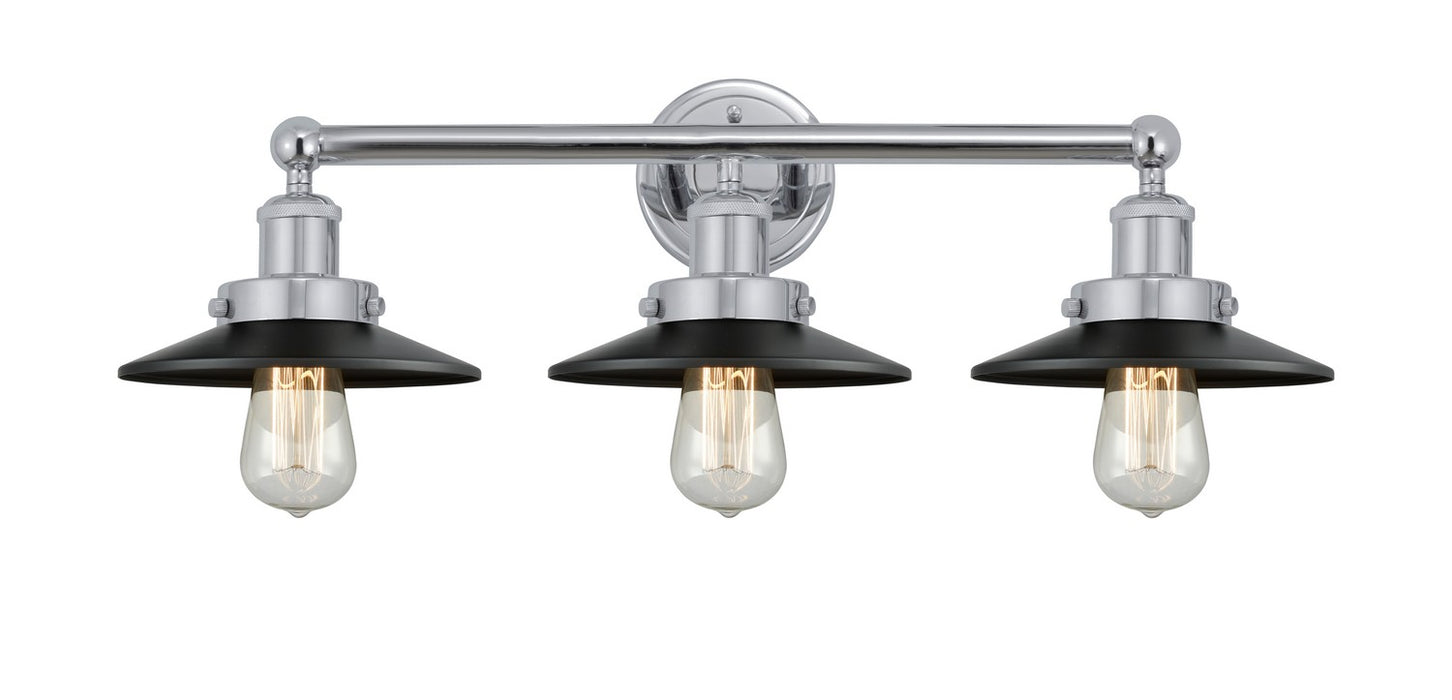 Innovations - 616-3W-PC-M6-BK - Three Light Bath Vanity - Franklin Restoration - Polished Chrome