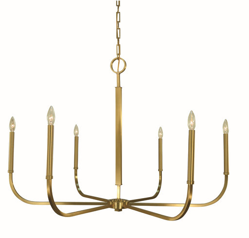 Framburg - 5874 BR - Six Light Chandelier - Manhattan - Brushed Brass