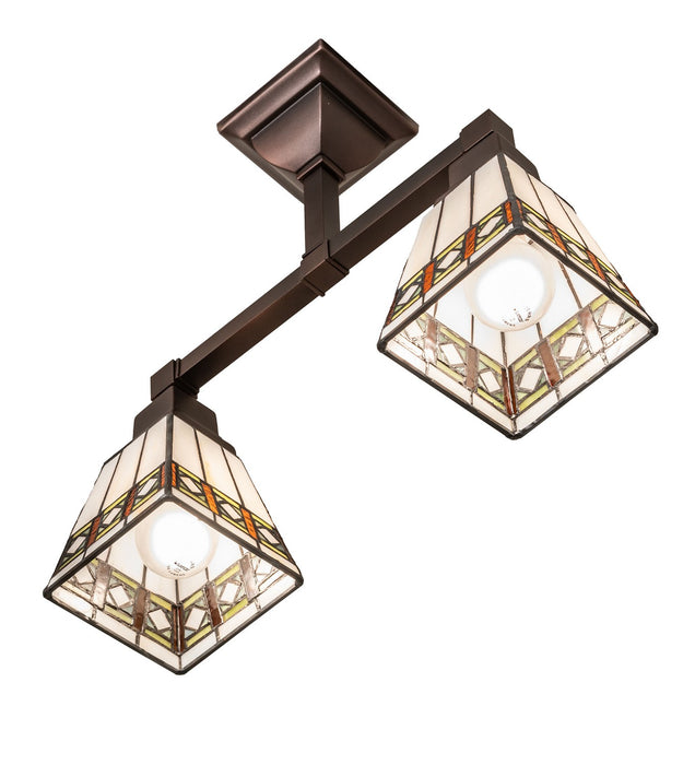 Meyda Tiffany - 269100 - Two Light Semi-Flushmount - Diamond Band Mission - Mahogany Bronze