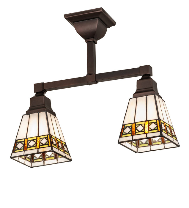 Meyda Tiffany - 269100 - Two Light Semi-Flushmount - Diamond Band Mission - Mahogany Bronze