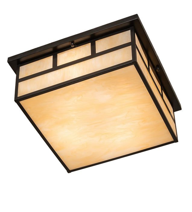 Meyda Tiffany - 269713 - Four Light Flushmount - Hyde Park - Craftsman Brown