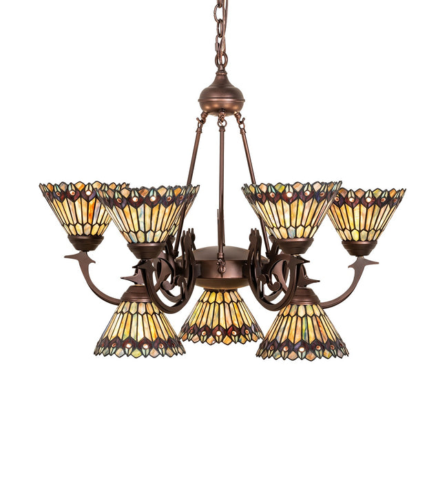 Meyda Tiffany - 270138 - Nine Light Chandelier - Tiffany Jeweled Peacock - Mahogany Bronze