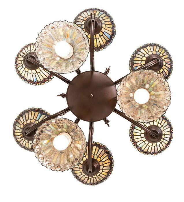 Meyda Tiffany - 270138 - Nine Light Chandelier - Tiffany Jeweled Peacock - Mahogany Bronze