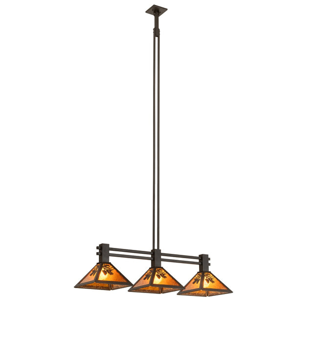 Meyda Tiffany - 272672 - Three Light Island Pendant - Whispering Pines - Oil Rubbed Bronze