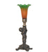 Meyda Tiffany - 273018 - One Light Mini Lamp - Amber/Green Tiffany Pond Lily - Antique Brass