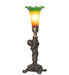 Meyda Tiffany - 273018 - One Light Mini Lamp - Amber/Green Tiffany Pond Lily - Antique Brass