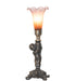 Meyda Tiffany - 273019 - One Light Mini Lamp - Amber/Purple Tiffany Pond Lily - Antique Brass