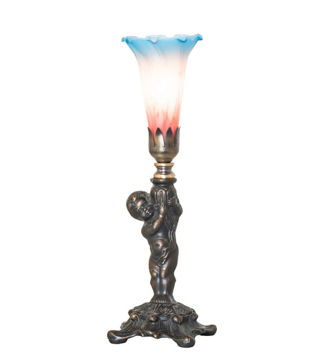 Pink/Blue Tiffany Pond Lily One Light Mini Lamp