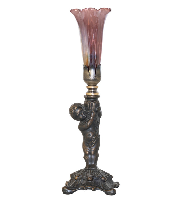 Meyda Tiffany - 273024 - One Light Mini Lamp - Purple Iridescent Pond Lily - Antique Brass