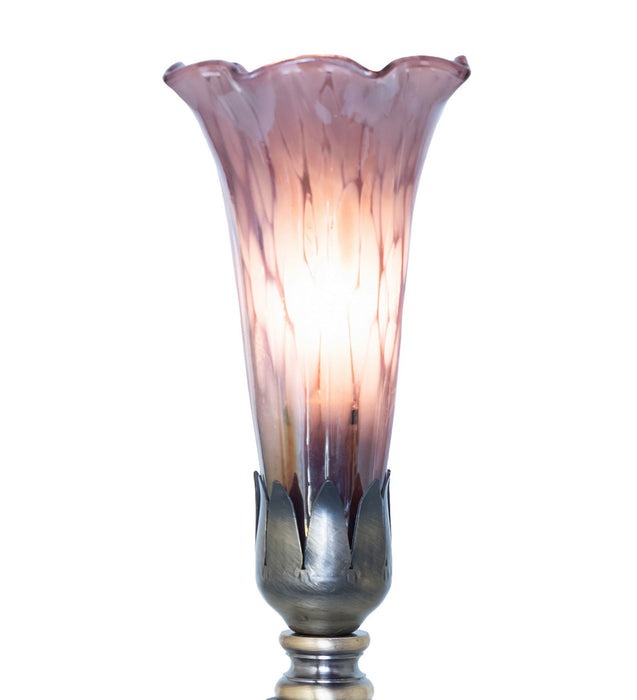 Meyda Tiffany - 273024 - One Light Mini Lamp - Purple Iridescent Pond Lily - Antique Brass