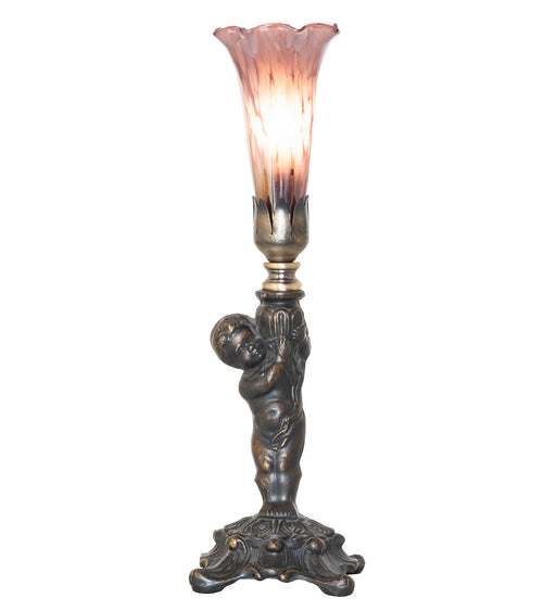 Meyda Tiffany - 273024 - One Light Mini Lamp - Purple Iridescent Pond Lily - Antique Brass