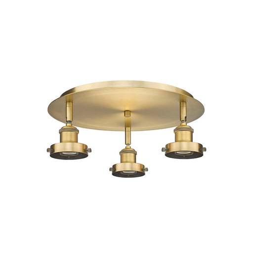 Innovations - 916-3C-BB - Three Light Flush Mount - Downtown Urban - Brushed Brass