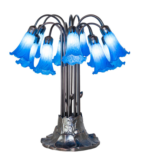 Blue Tiffany Pond Lily 12 Light Table Lamp