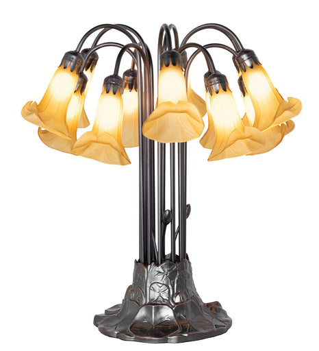 Amber Tiffany Pond Lily 12 Light Table Lamp