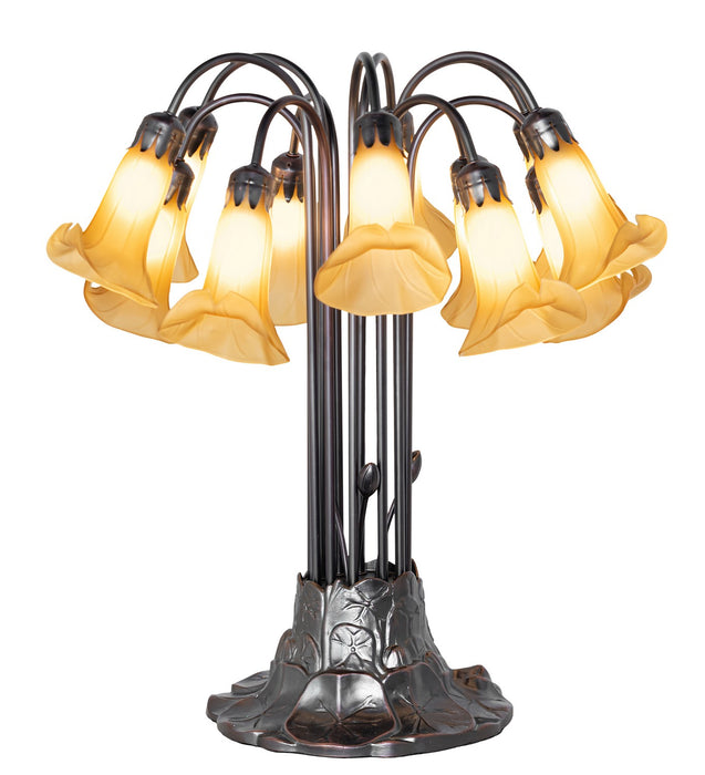 Meyda Tiffany - 273416 - 12 Light Table Lamp - Amber Tiffany Pond Lily - Mahogany Bronze