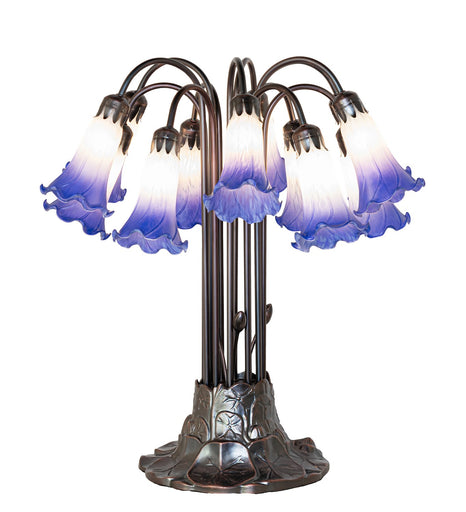 Blue/White Tiffany Pond Lily 12 Light Table Lamp