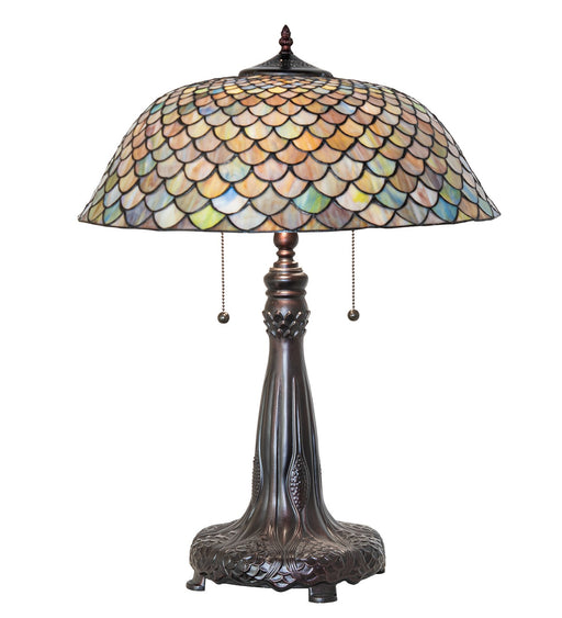 Meyda Tiffany - 273849 - Two Light Table Lamp - Tiffany Fishscale - Mahogany Bronze