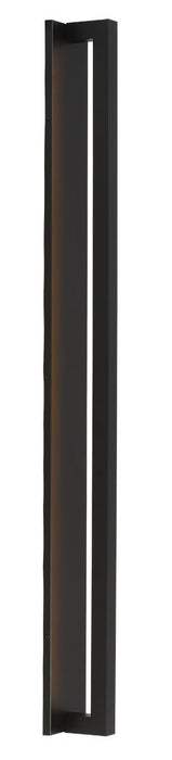 Tall Black LED sconce with pull handle shape.