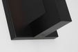 Close up of black pull handle exterior sconce.