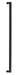 Black rectangular pull handle on a white background