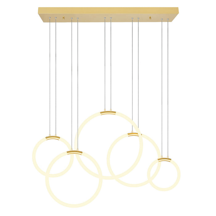 CWI Lighting - 1273P44-5-602-RC - LED Chandelier - Hoops - Satin Gold