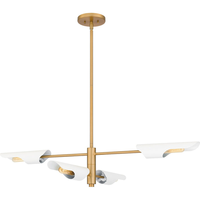 Quoizel - LOI444BWS - Four Light Linear Chandelier - Leoni - Brushed Weathered Brass