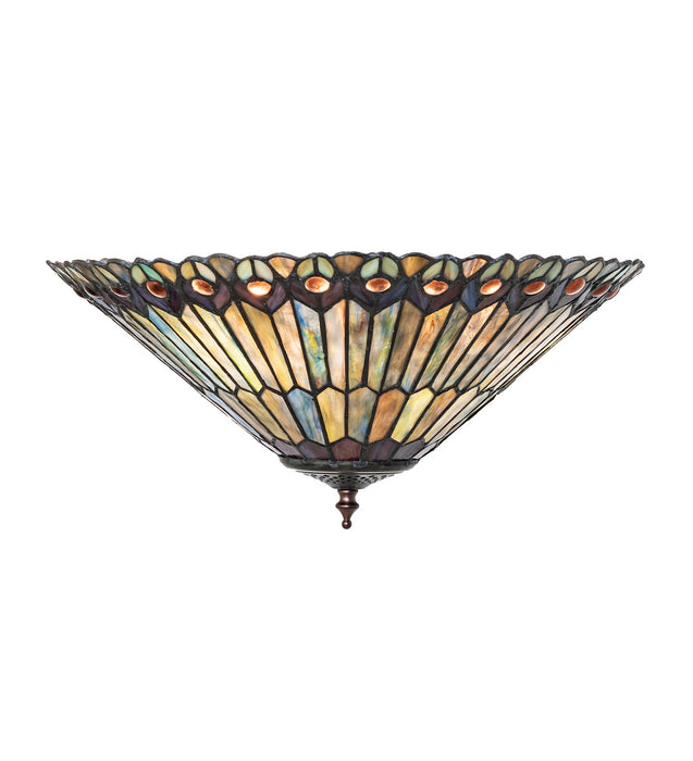 Meyda Tiffany - 274068 - Three Light Flushmount - Tiffany Jeweled Peacock