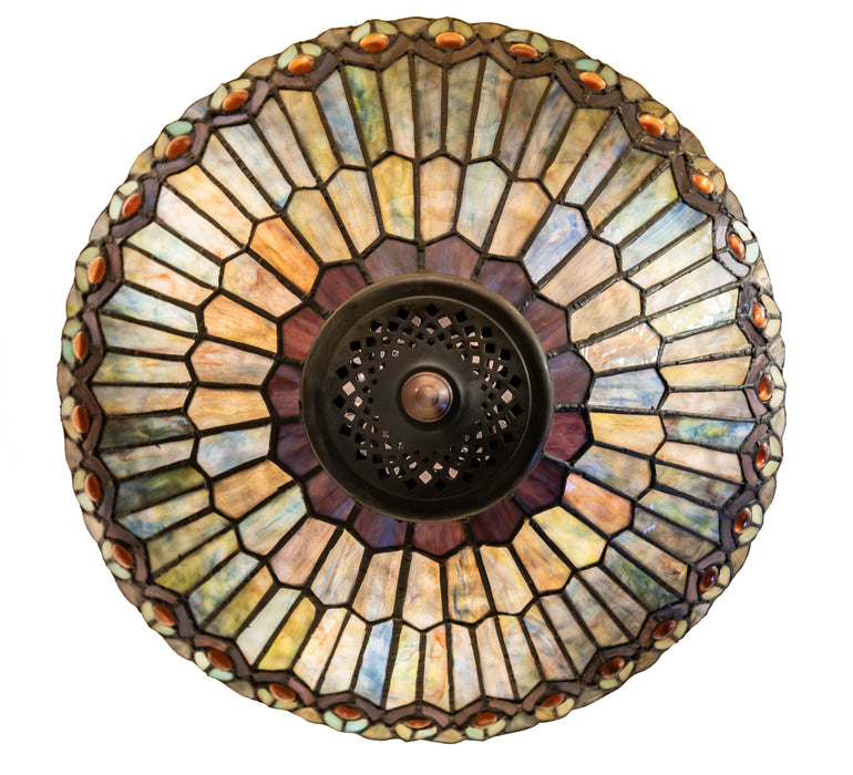 Meyda Tiffany - 274068 - Three Light Flushmount - Tiffany Jeweled Peacock