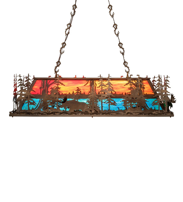 Meyda Tiffany - 274075 - Six Light Pendant - Moose Through The Trees - Antique Copper