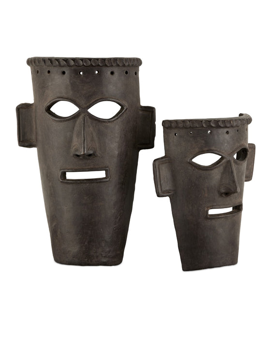 Currey and Company - 1200-0757 - Mask Set of 2 - Etu - Dark Brown