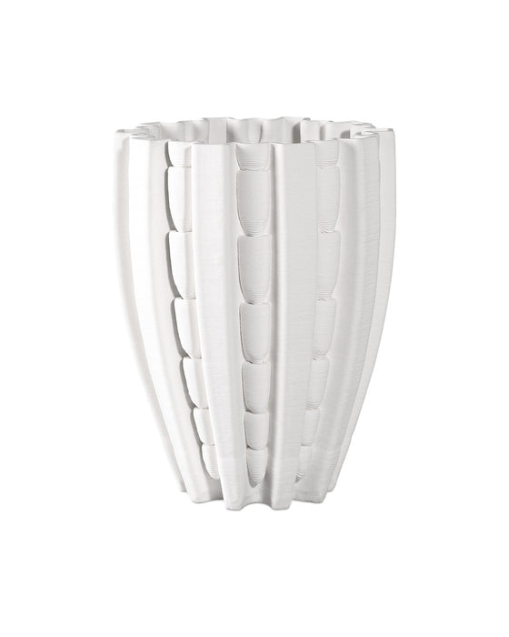 Currey and Company - 1200-0786 - Vase - Fluted - White