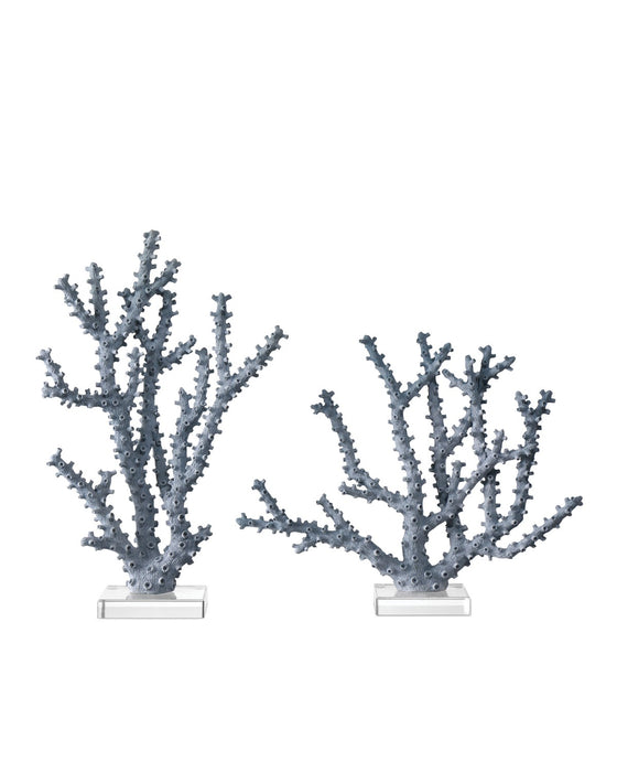 Currey and Company - 1200-0797 - Coral Set of 2 - Blue/Clear