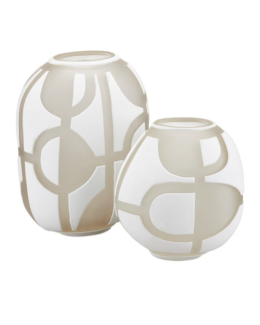 Currey and Company - 1200-0814 - Vase Set of 2 - Opaque White/Clear Matte
