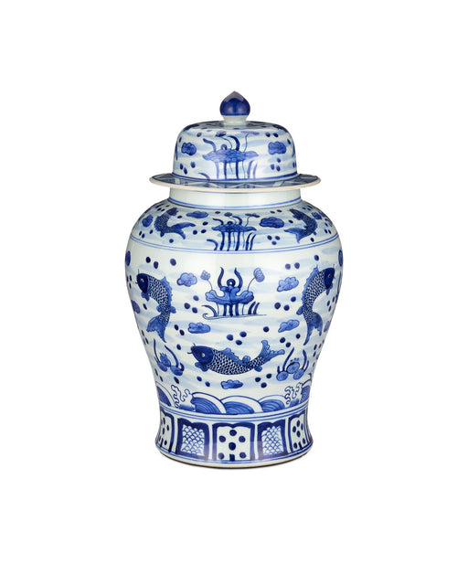 Currey and Company - 1200-0838 - Jar - South Sea - Imperial Blue/Off White