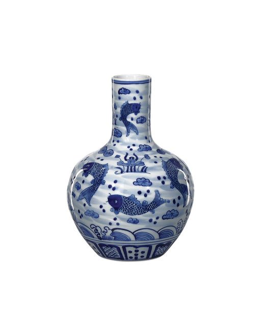 Currey and Company - 1200-0841 - Vase - South Sea - Imperial Blue/Off White