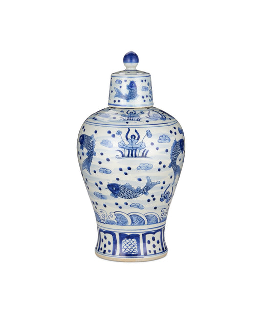 Currey and Company - 1200-0842 - Jar - South Sea - Imperial Blue/Off White