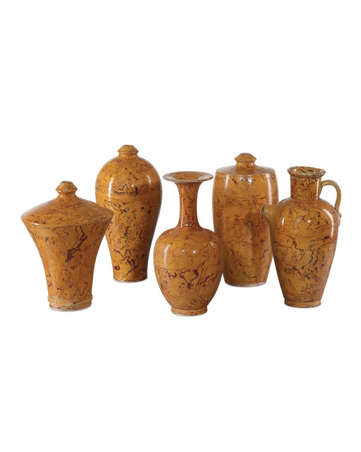 Currey and Company - 1200-0875 - Vase Set of 5 - Yellow/Brown